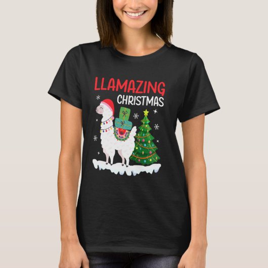 Llama lamazing kerstpyjama's voor kerstfeest H T-shirt (Voorkant)