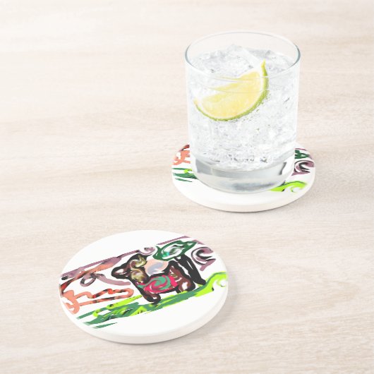 Llama Lazy Zandsteen Onderzetter (Zijkant)