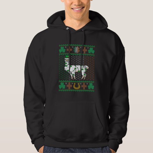 Llama Leprechaun St Patricks Day Ugly Holiday Alpa Hoodie (Voorkant)
