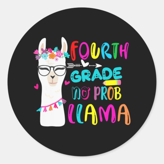 Llama-leraar in de vierde klas ronde sticker (Voorkant)