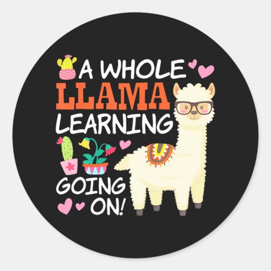 Llama Lerende Leraren Studenten Alpaca Liefhebbers Ronde Sticker (Voorkant)