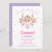 Llama Leuk Meisje 1e Eerste Verjaardagsfeest Alpac Kaart (Voorkant / Achterkant)