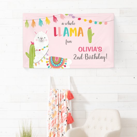 Llama leuk verjaardagsbanner Fiesta Mexicaanse Alp Spandoek (Insitu)