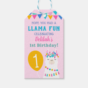Llama Leuke Roze Verjaardagsfeestje Meisje Cadeaulabel