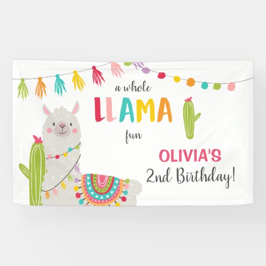Llama leuke verjaardagsbanner Fiesta Mexican Alpac Spandoek (Horizontaal)