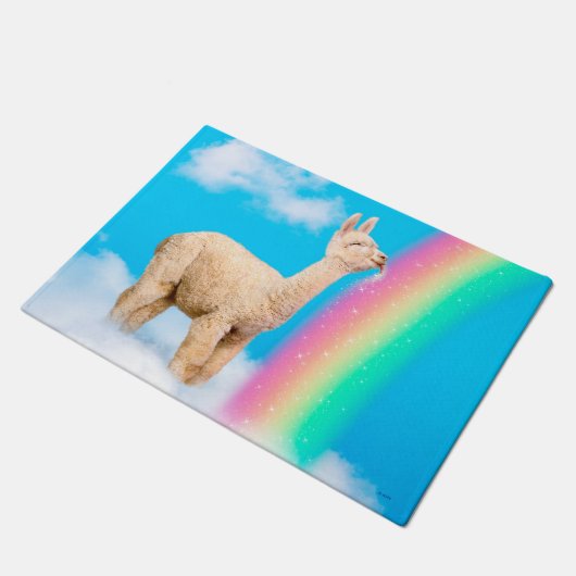Llama Licking Rainbow Deurmat (Schuin)