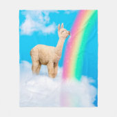 Llama Licking Rainbow Fleece Deken (Voorkant)