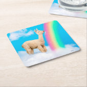 Llama Licking Rainbow Kartonnen Onderzetters (Schuin)