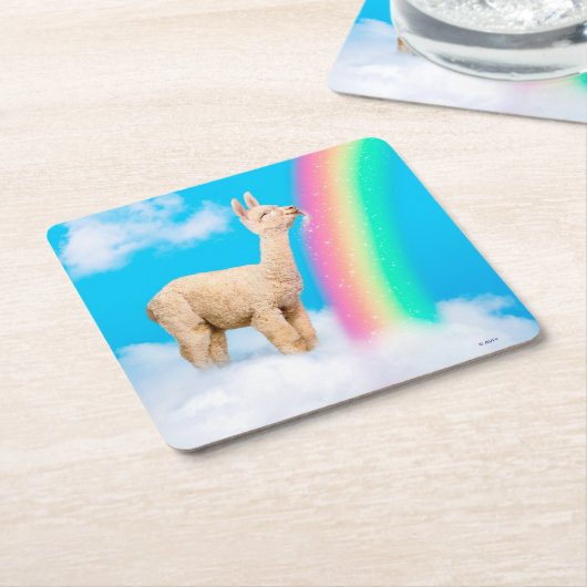 Llama Licking Rainbow Kartonnen Onderzetters (Schuin)