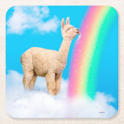 Llama Licking Rainbow Kartonnen Onderzetters (Voorkant)