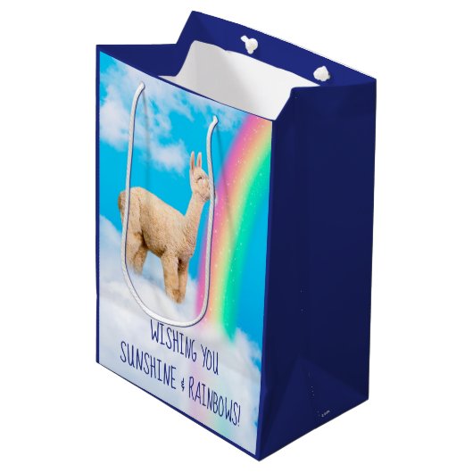 Llama Licking Rainbow Medium Cadeauzakje (Voorkant Gekanteld)