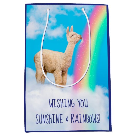 Llama Licking Rainbow Medium Cadeauzakje (Voorkant)