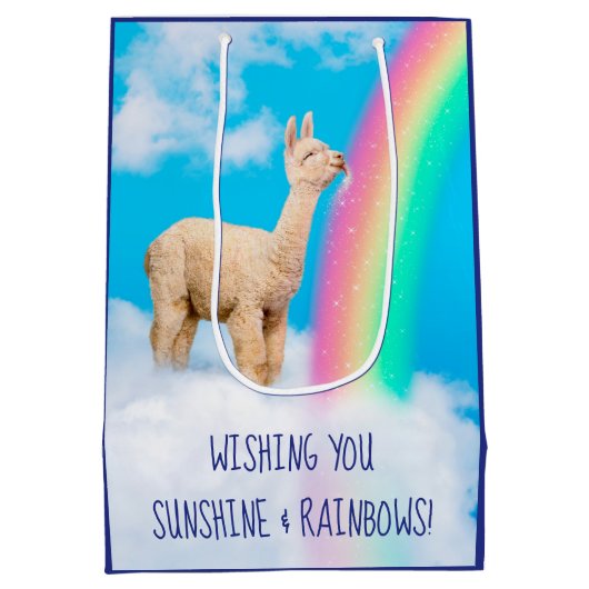 Llama Licking Rainbow Medium Cadeauzakje (Achterkant)
