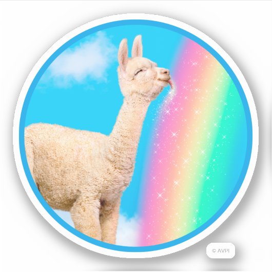 Llama Licking Rainbow Sticker (Voorkant)