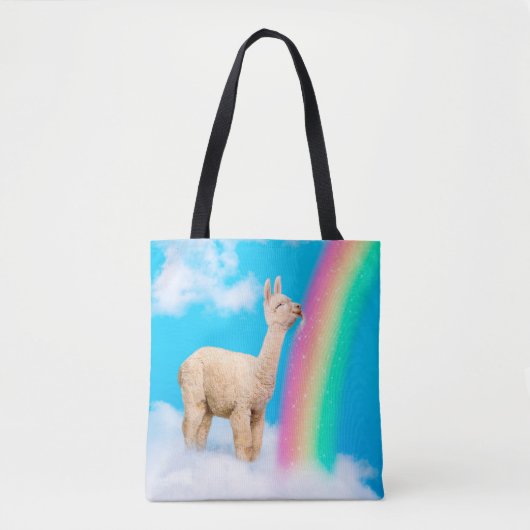 Llama Licking Rainbow Tote Bag (Voorkant)