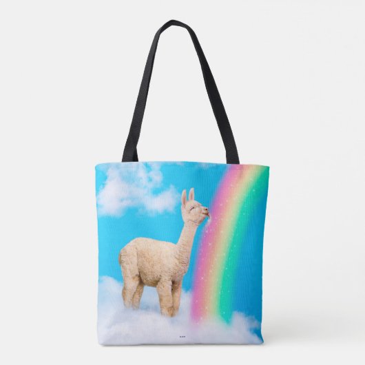 Llama Licking Rainbow Tote Bag (Achterkant)