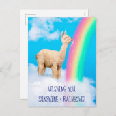 Llama Licking Rainbow Uitnodiging Briefkaart (Voorkant / Achterkant)