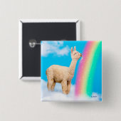 Llama Licking Rainbow Vierkante Button 5,1 Cm (Voorkant /achterkant)