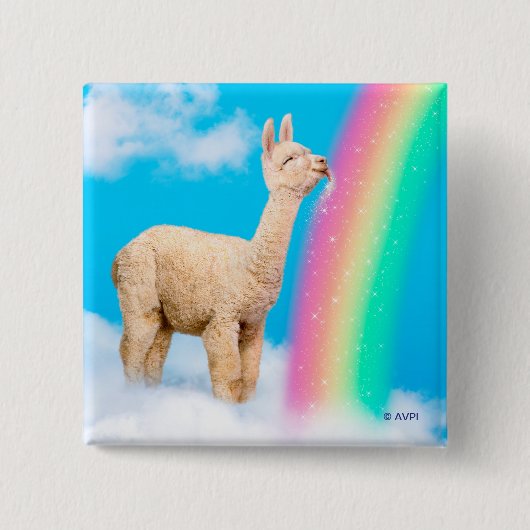 Llama Licking Rainbow Vierkante Button 5,1 Cm (Voorkant)
