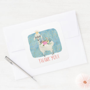 Llama Liefde Dank Je Wel Schattige Lieve Meisjes V Vierkante Sticker