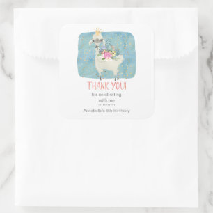 Llama Liefde Dank Je Wel Schattige Lieve Meisjes V Vierkante Sticker