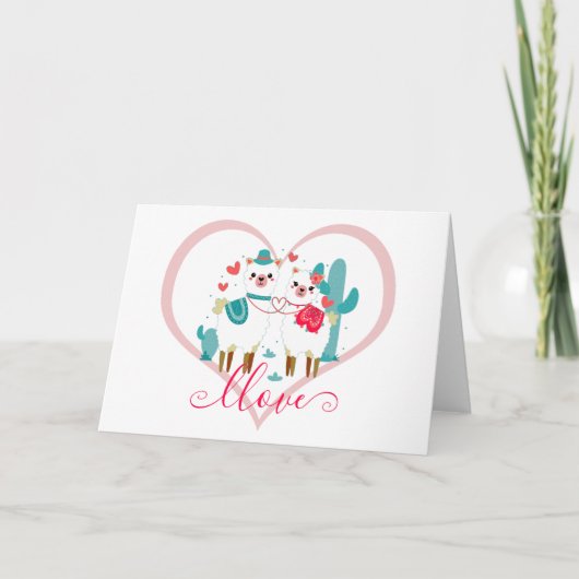 Llama Liefde  Feestdagen Kaart (Voorkant)
