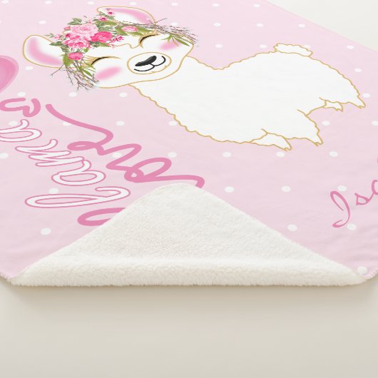 Llama Liefde in Roze Bloemen Design Sherpa Deken (3/4)