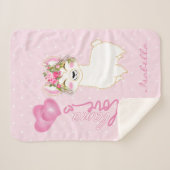 Llama Liefde in Roze Bloemen Design Sherpa Deken (Voorkant (horizontaal))