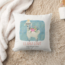 Llama Liefde Kroon Waterverf Schattig Kawaii Aardi Kussen