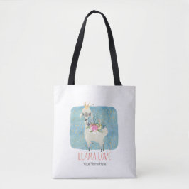 Llama Liefde Kroon Waterverf Schattig Kawaii Aardi Tote Bag