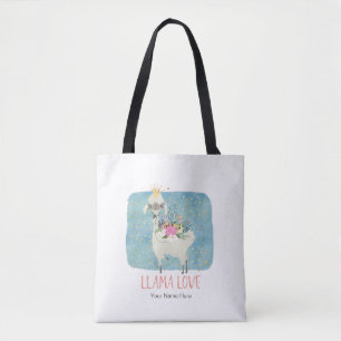Llama Liefde Kroon Waterverf Schattig Kawaii Aardi Tote Bag