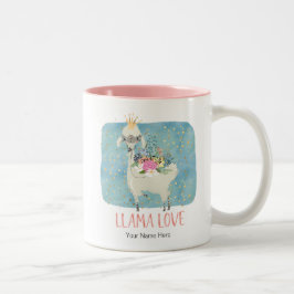 Llama Liefde Kroon Waterverf Schattig Kawaii Aardi Tweekleurige Koffiemok