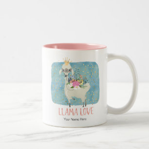 Llama Liefde Kroon Waterverf Schattig Kawaii Aardi Tweekleurige Koffiemok