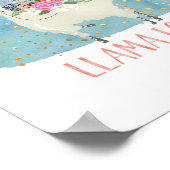 Llama Liefde Kroon Waterverf Schattig Kawaii Schat Poster (Hoek)