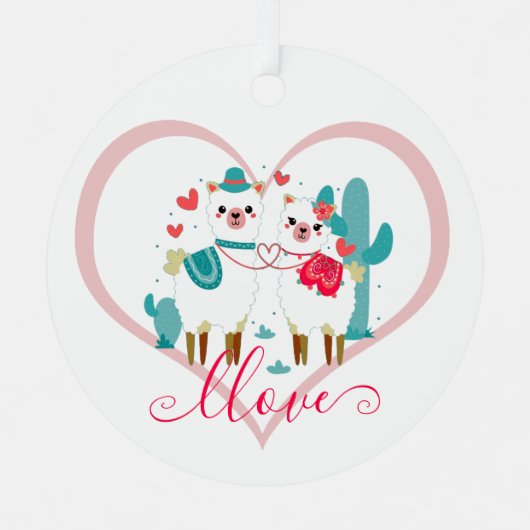 Llama Liefde  Metalen Ornament (Voorkant)