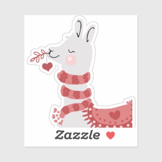 Llama liefde Schattige roze Sticker (Vel)