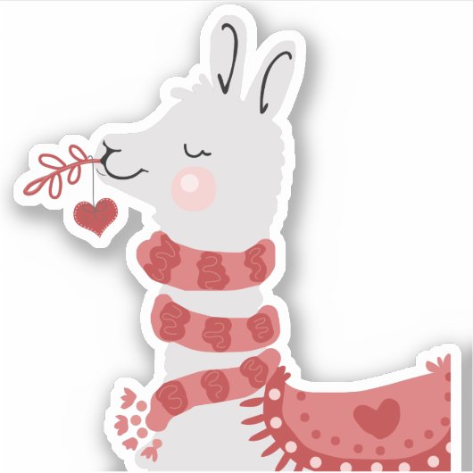 Llama liefde Schattige roze Sticker (Voorkant)