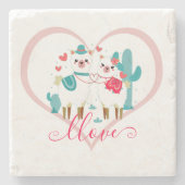Llama Liefde  Stenen Onderzetter (Voorkant)