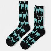 Llama Light Turquoise Sparkles Monogram Sokken (Links)