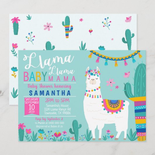 Llama Llama Baby Mama Baby shower Kaart (Voorkant / Achterkant)