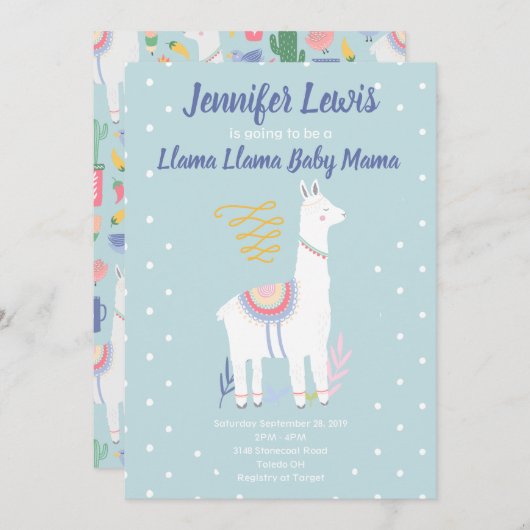 Llama Llama Baby Mama Baby shower Kaart (Voorkant / Achterkant)