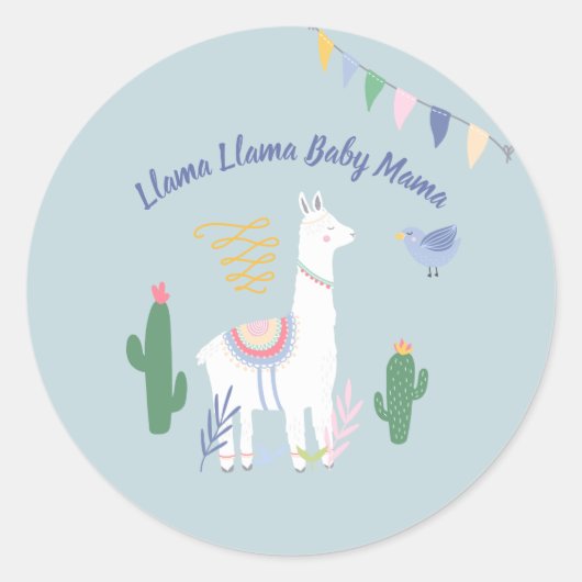 Llama Llama Baby Mama Baby shower Ronde Sticker (Voorkant)