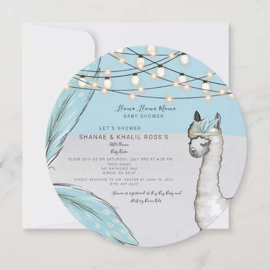 LLAMA LLAMA MAMA Baby shower Invitation Kaart (Voorkant)