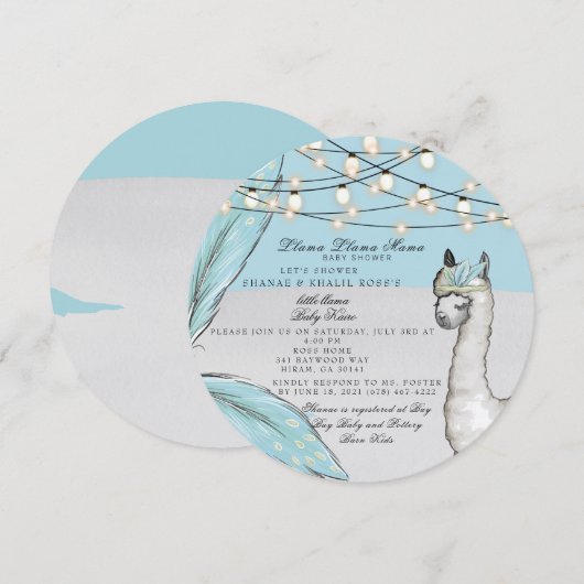 LLAMA LLAMA MAMA II Baby shower Uitnodiging (Voorkant / Achterkant)