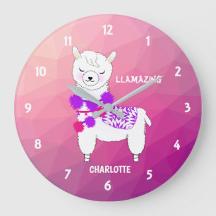Llama Llamazing Girls Cute Personalized Grote Klok
