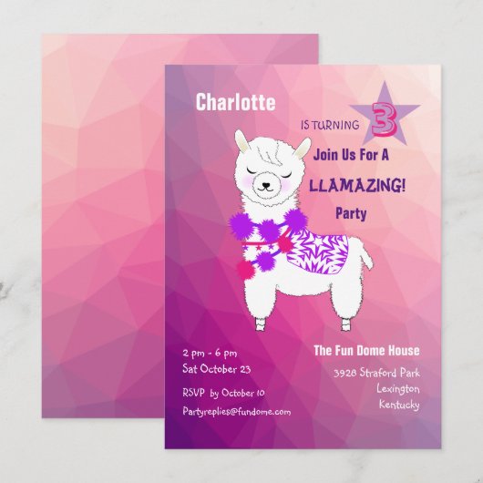 Llama Llamazing Girls Leuke verjaardagsfeestje Kaart (Voorkant / Achterkant)