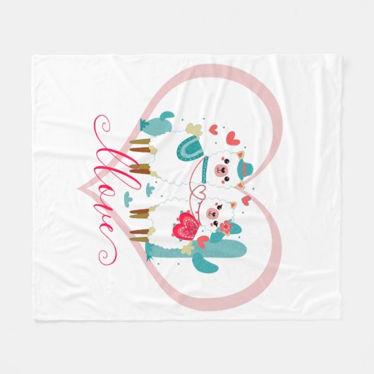 Llama Llove Fleece Deken (Voorkant (Horizontaal))