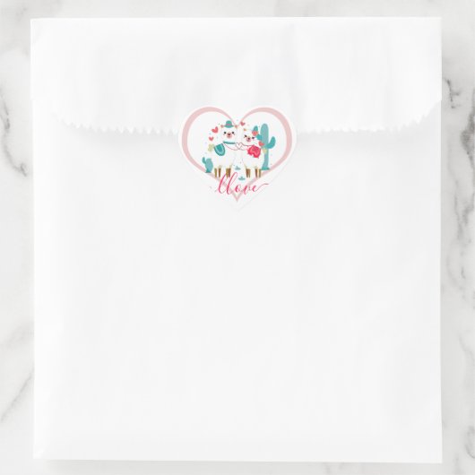 Llama Llove Hart Sticker (Tas)