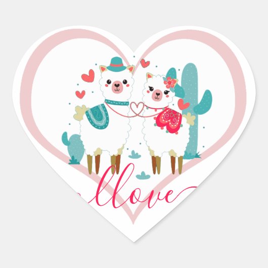 Llama Llove Hart Sticker (Voorkant)