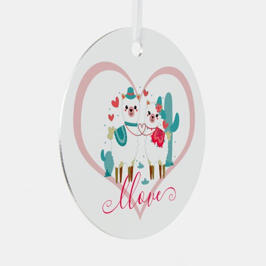 Llama Llove Metalen Ornament (Voorkant Rechts)